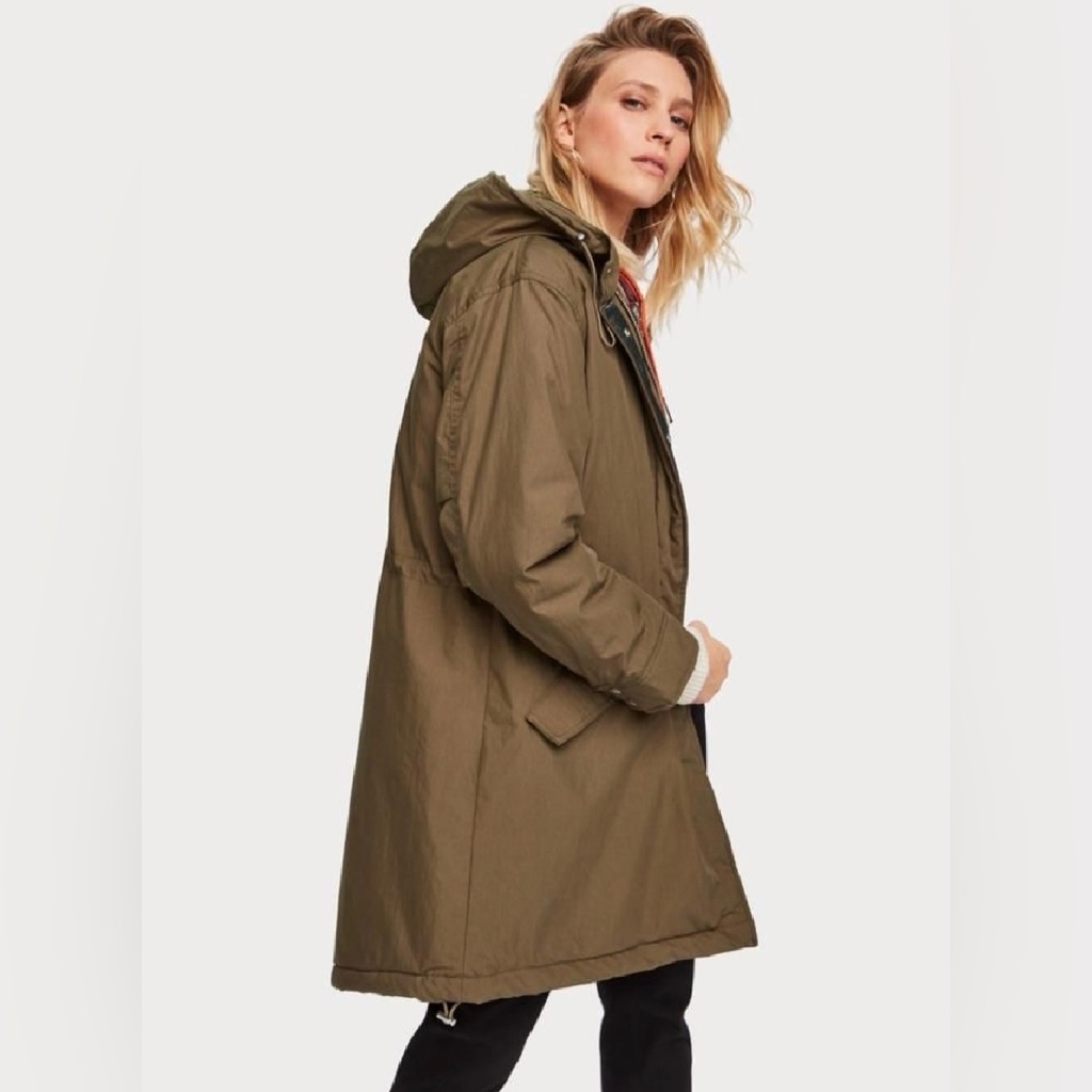 Scotch & Soda Long Parka With Fur Nwt